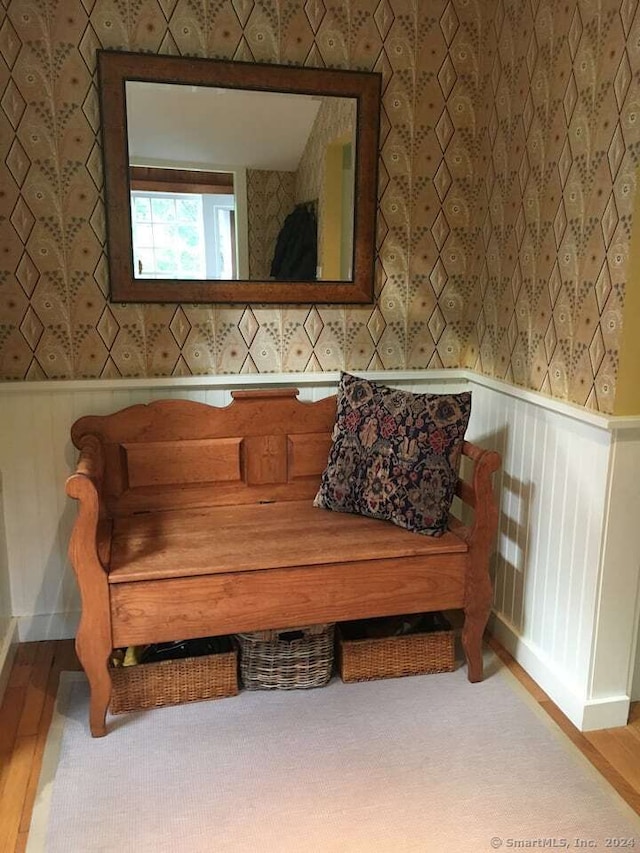 living area featuring hardwood / wood-style floors