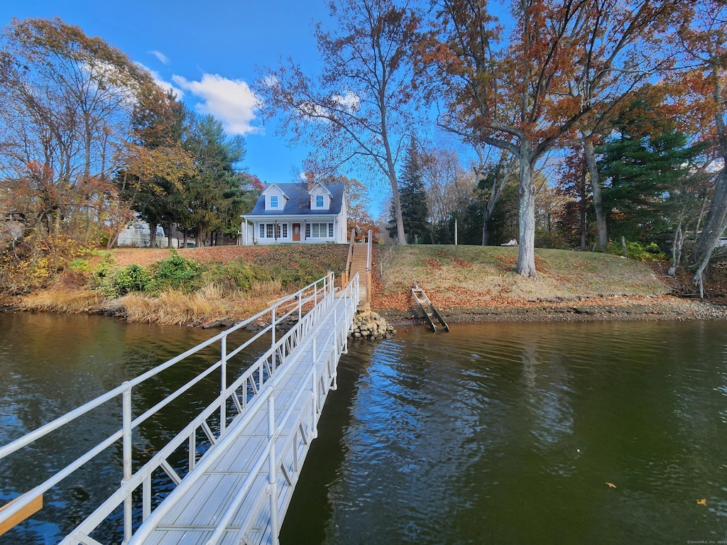 dock area featuring a water view