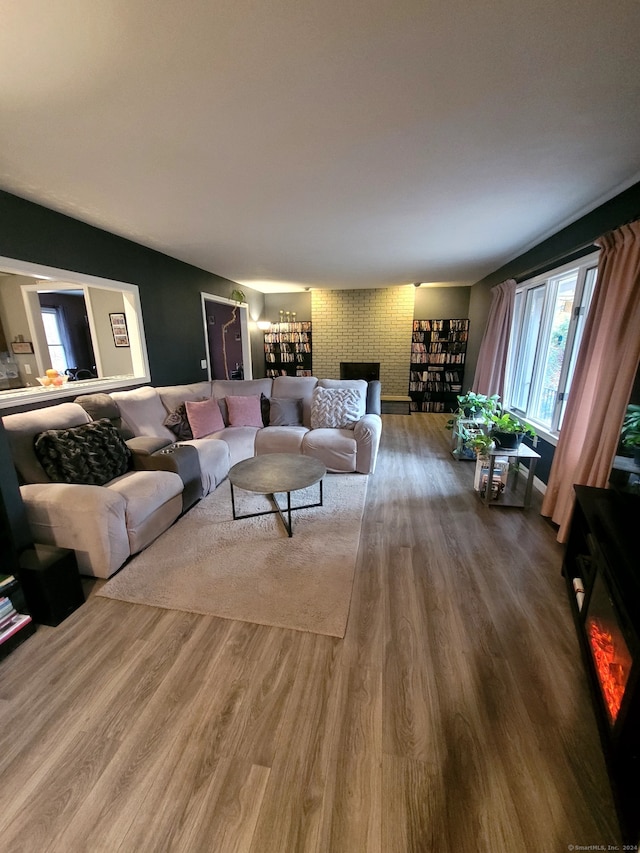 living room with wood-type flooring