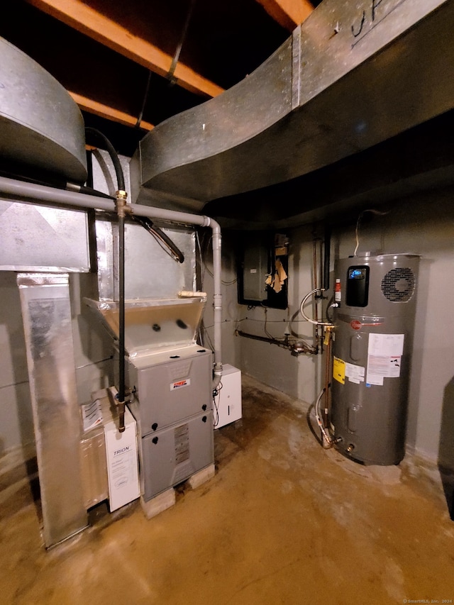 utility room featuring heat pump water heater