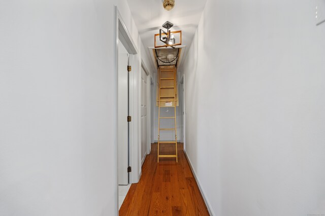 hall with wood-type flooring