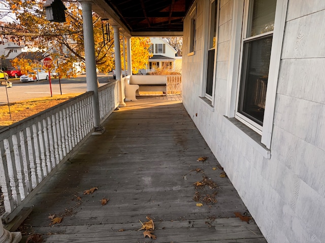 deck featuring covered porch