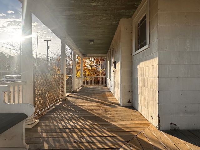 deck featuring covered porch