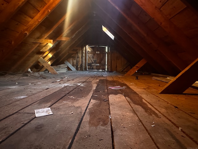 view of unfinished attic