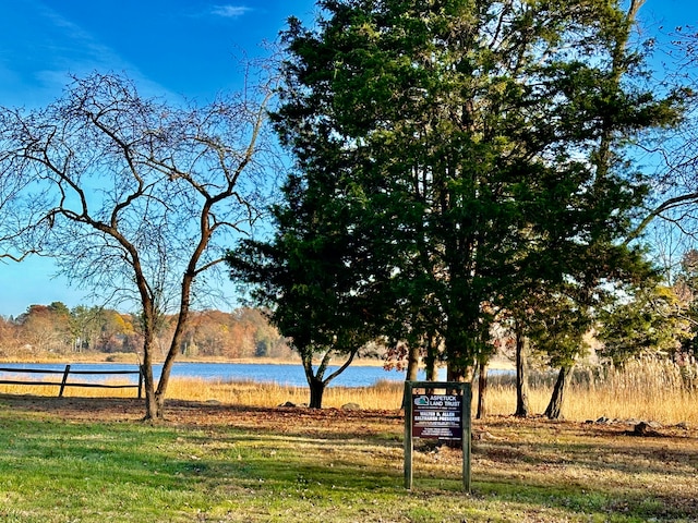 view of property's community with a water view