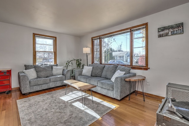 living room with light wood-type flooring