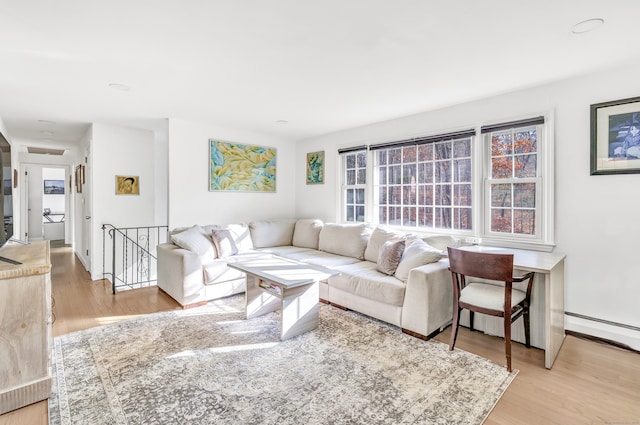 living room featuring light hardwood / wood-style floors