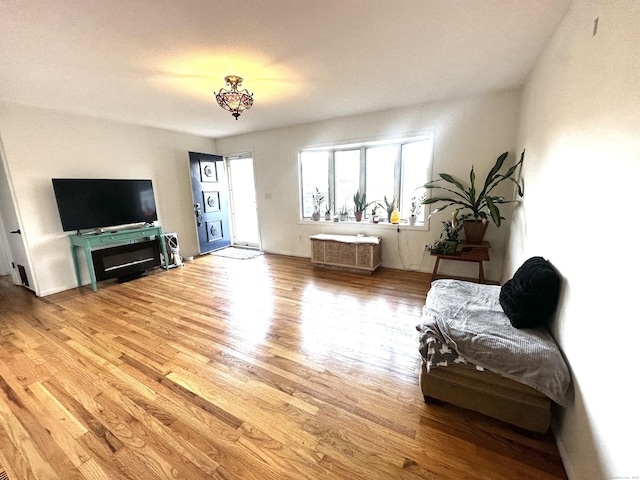 living room with light hardwood / wood-style floors