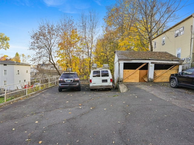 exterior space with a garage