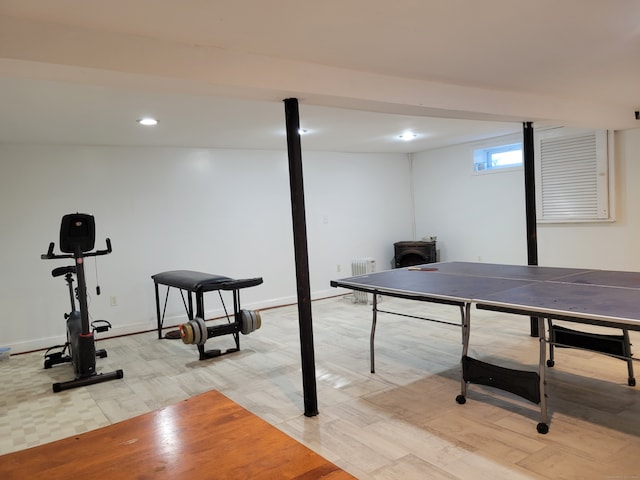 game room featuring light hardwood / wood-style flooring