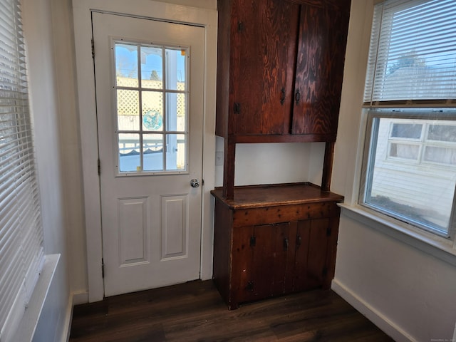 doorway featuring dark hardwood / wood-style flooring