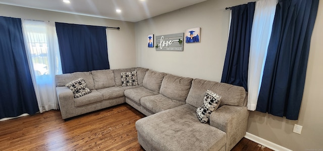 living room with hardwood / wood-style floors