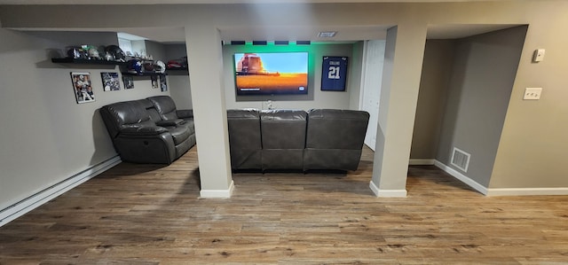 living room with hardwood / wood-style floors