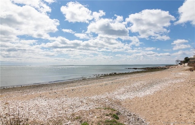 view of water feature featuring a beach view