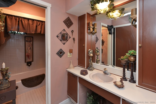 bathroom featuring vanity and tile patterned flooring