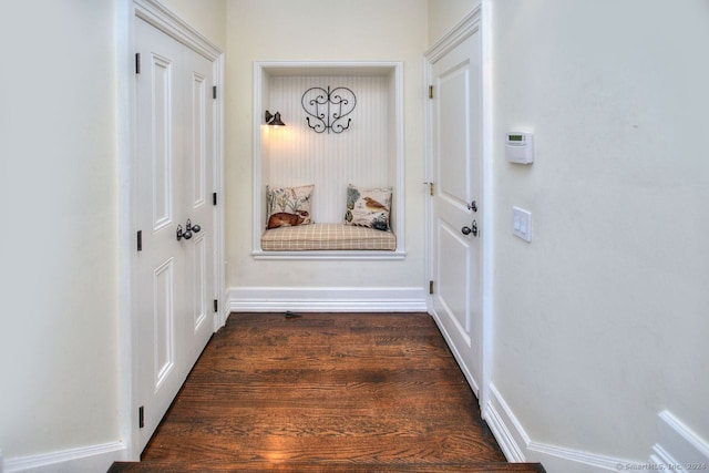 doorway to outside featuring dark hardwood / wood-style floors