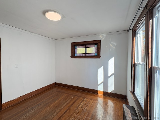 spare room with hardwood / wood-style floors and a wealth of natural light