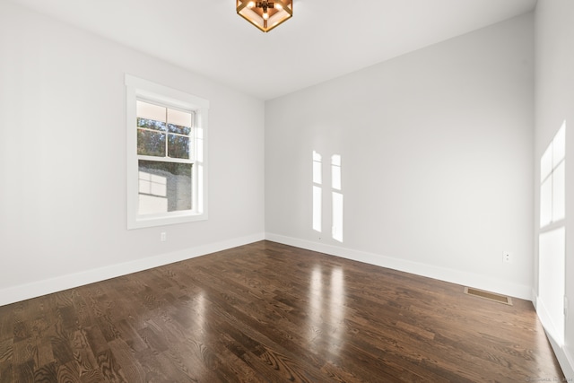 spare room featuring wood-type flooring