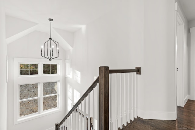 15 Parsons Way, Avon, CT 06001 - staircase featuring a chandelier, wood finished floors, and high vaulted ceiling