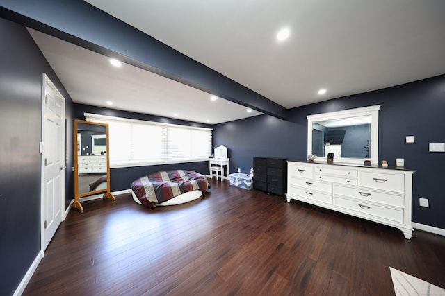 living area with dark hardwood / wood-style floors