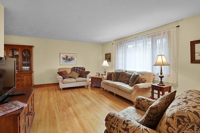 living room featuring light wood-type flooring