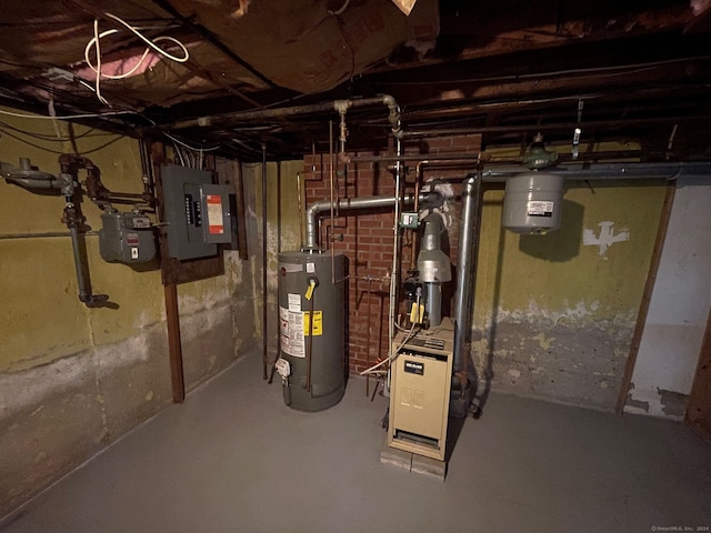 utilities with gas water heater and electric panel