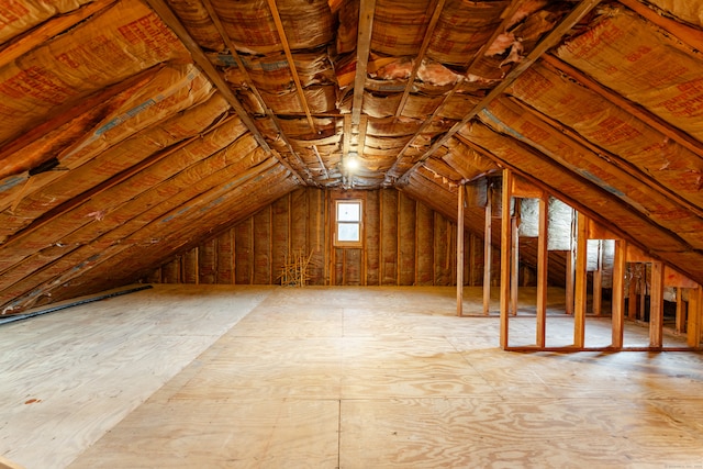 view of unfinished attic