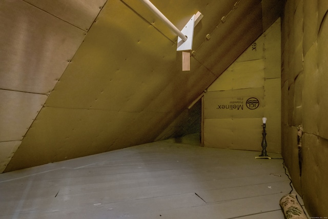 view of unfinished attic