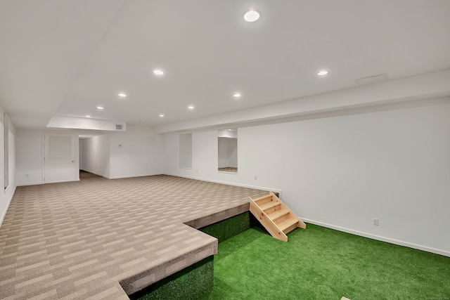 basement with carpet floors