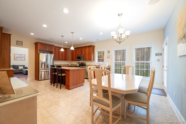 dining room with an inviting chandelier