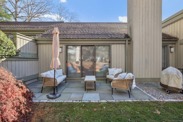 view of patio featuring grilling area and an outdoor hangout area