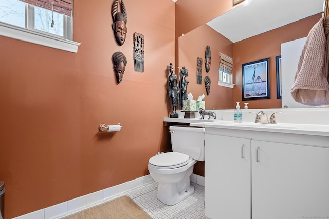 bathroom with tile patterned floors, toilet, and vanity