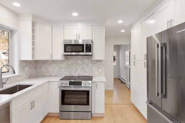 kitchen featuring white cabinets, sink, and stainless steel appliances