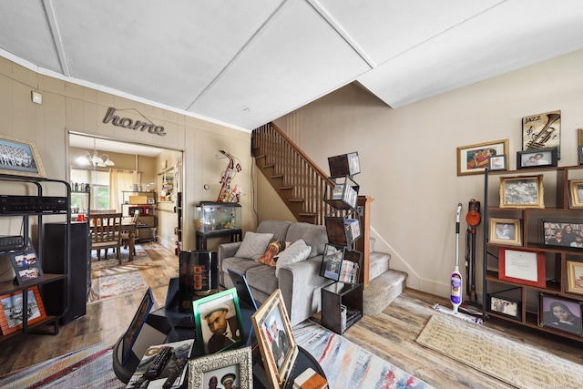 45 Ives St, Waterbury, CT 06704 - living room with stairway and wood finished floors