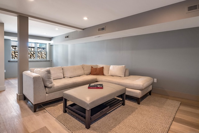 living room featuring light hardwood / wood-style floors