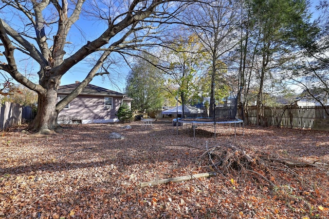 view of yard featuring a trampoline