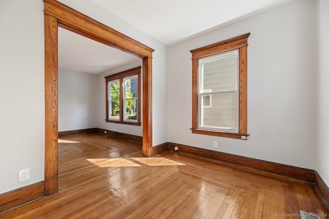 spare room featuring wood-type flooring