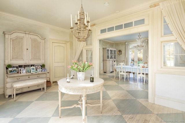 10 N Beaver Dam Rd, Salisbury, CT 06068 - dining room featuring a chandelier and ornamental molding