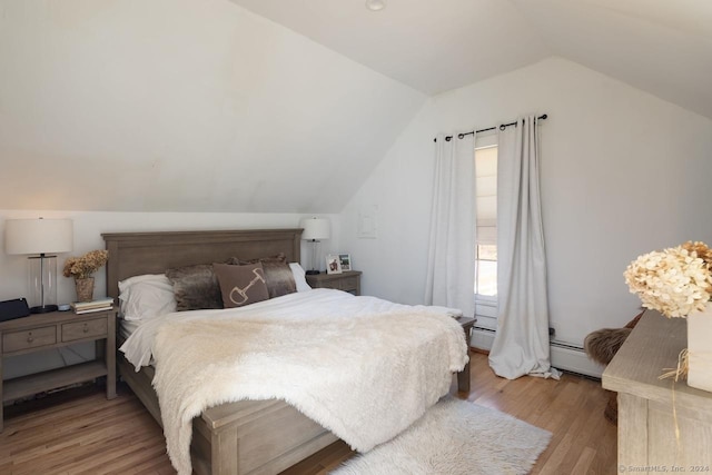 10 N Beaver Dam Rd, Salisbury, CT 06068 - bedroom featuring vaulted ceiling, wood finished floors, and a baseboard heating unit