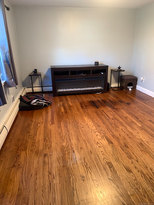 room details with wood-type flooring and a baseboard radiator