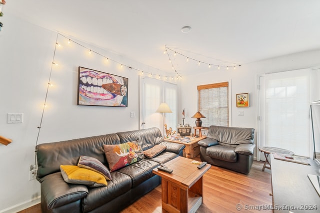 living room with light wood-type flooring