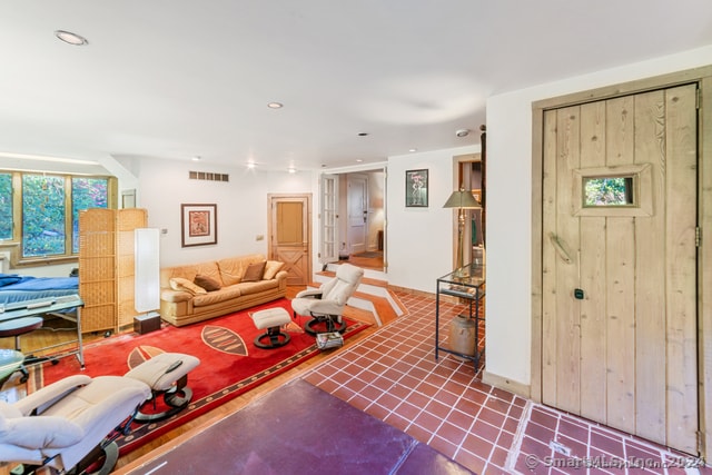 view of tiled living room