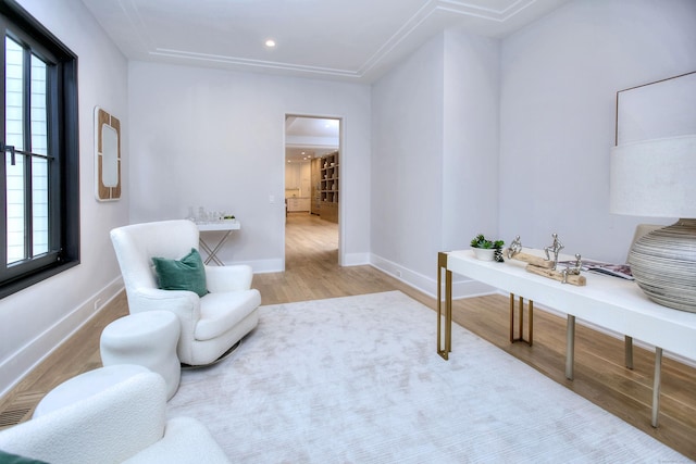 living area featuring light hardwood / wood-style flooring