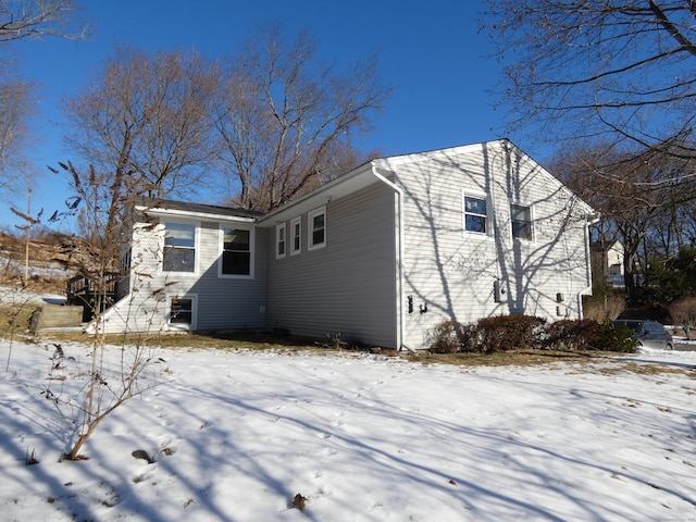 view of snow covered exterior