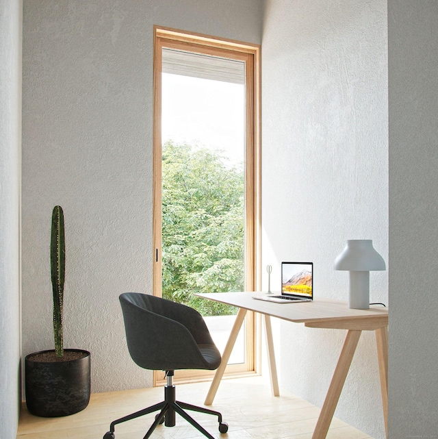 office space with hardwood / wood-style flooring