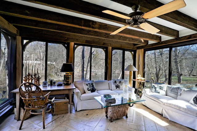 87 Red Coat Rd, Westport, CT 06880 - sunroom with beamed ceiling