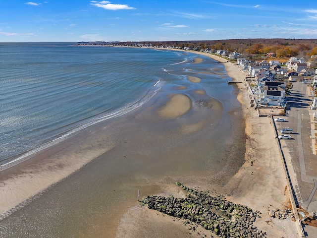 view of water feature with a beach view