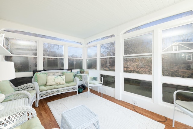 sunroom / solarium with wooden ceiling