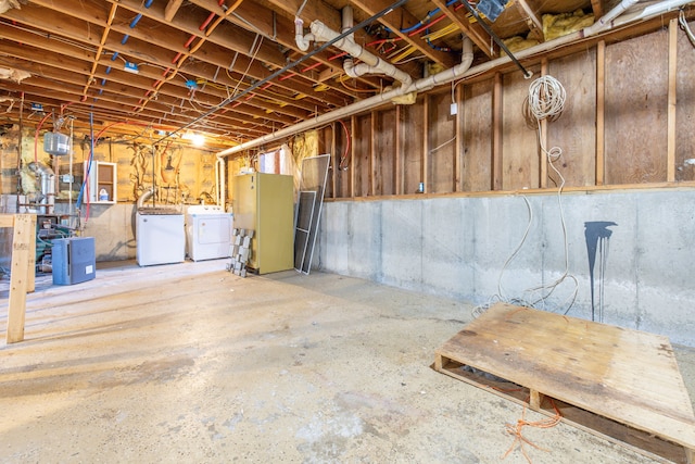 basement featuring separate washer and dryer