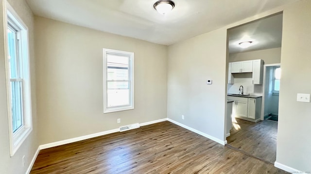 spare room featuring hardwood / wood-style floors and sink